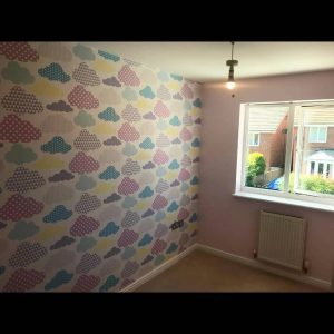 Kid's room with fresh wallpaper
