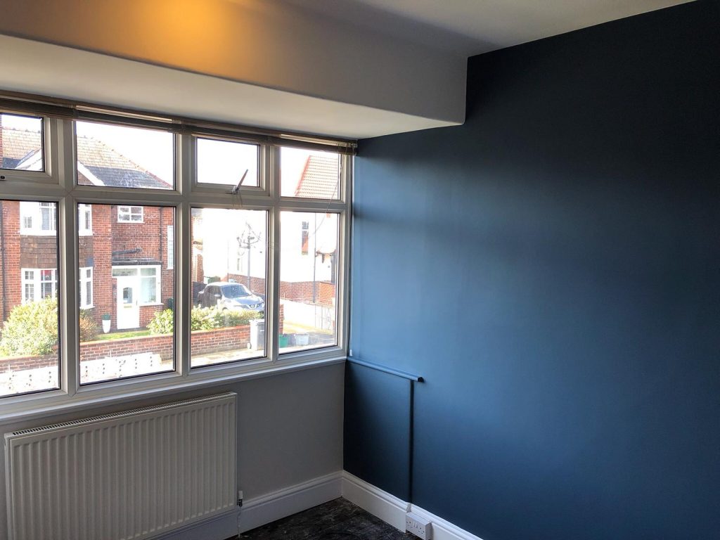 The blue feature wall was part of the makeover